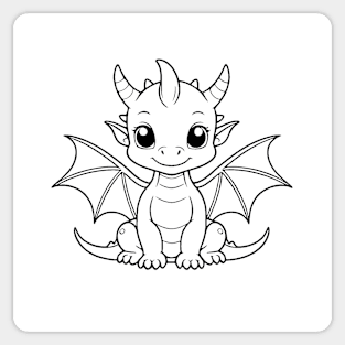 Cute Baby Dragon Animal Outline Sticker